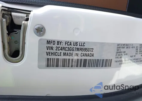 2021 Chrysler Pacifica Limited Awd из США, поврежденный, VIN 2C4RC3GG7MR595072